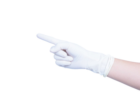 hand gloves of doctor on white backgroundの写真素材