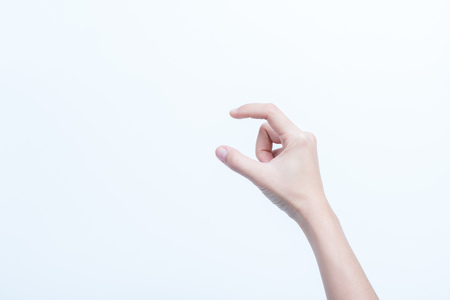 Hand women asian finger symbol isolated on white backgroundの写真素材