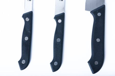 Cooking knives black handle on white backgroundの写真素材