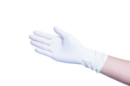 hand gloves of doctor on white backgroundの写真素材