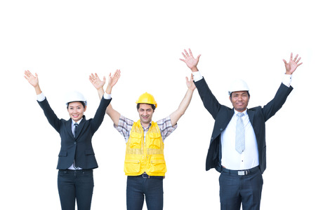 architecture worker group glad when job succesの写真素材