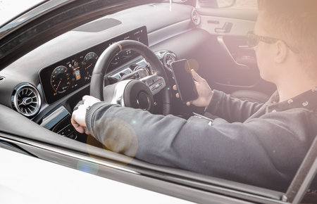 04-04-2021 Warsaw. Poland. Car detailing concept. Exterior closeup detail. Car detail.のeditorial素材