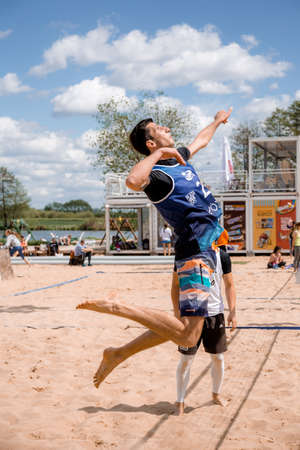 15-05-2021 - Konstancin-Jeziorna. Poland. Beach Volleyball. Wawa Wake. athlete playing beachvolleyball.のeditorial素材