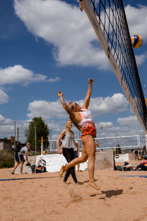 15-05-2021 - Konstancin-Jeziorna. Poland. Beach Volleyball. Wawa Wake. athlete playing beachvolleyball.のeditorial素材