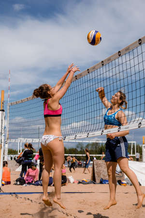 15-05-2021 - Konstancin-Jeziorna. Poland. Beach Volleyball. Wawa Wake. athlete playing beachvolleyball.のeditorial素材