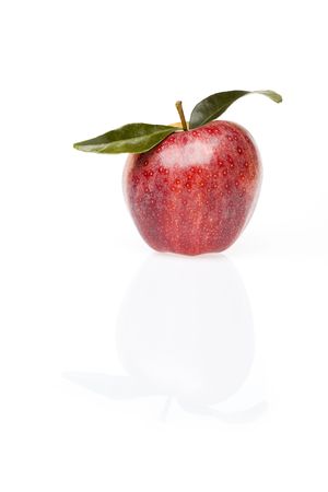 Fresh red apple isolated on white backgroundの写真素材