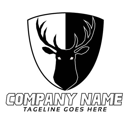 Black deer logo template for personal or company purpose. Easy to edit and full vector. Font : Pulp Fiction M54 and Sansation.のイラスト素材