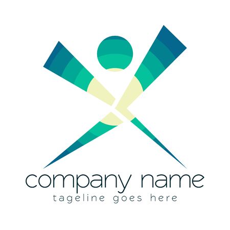 Happy people logo template for personal or company purpose. Easy to edit and full vector. Font : RawengulkSans.のイラスト素材