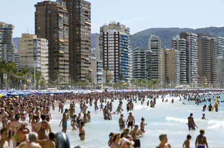 Levante beach in Benidorm, Alicante, Spain.のeditorial素材