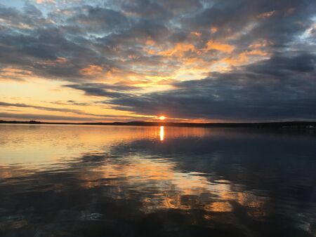 Sunset over the Votkinsk pondの写真素材