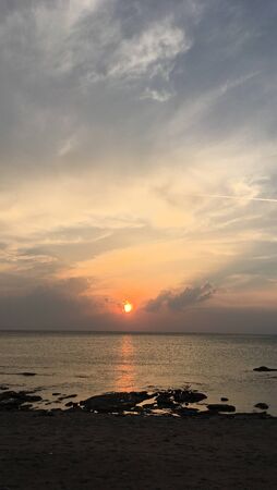 Sunset over the mediterranean seaの写真素材