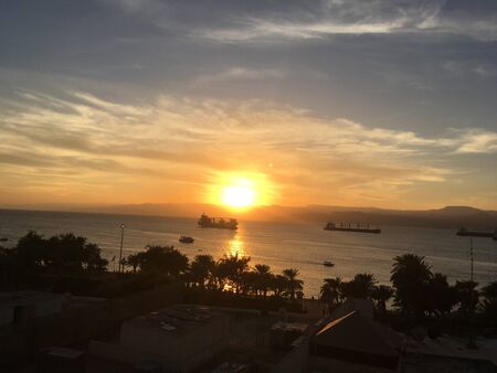 Sunset in Aqaba Jordanの写真素材