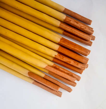 Long stick snack, freshly unpacked and ready to eat with familyの写真素材