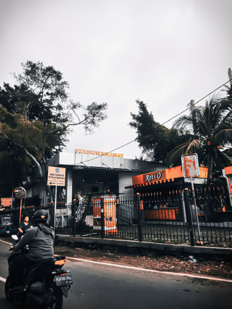 Jakarta Pusat, Indonesia -  February 14th, 2021: The condition of the highway in the morning in Jakarta, Indonesia, during the weekend.のeditorial素材