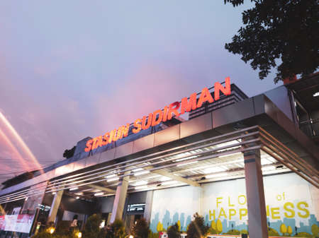 Central Jakarta, Indonesia - March 12th, 2021: Sudirman train station in the afternoon in Jakarta Indonesia.のeditorial素材