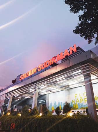 Central Jakarta, Indonesia - March 12th, 2021: Sudirman train station in the afternoon in Jakarta Indonesia.のeditorial素材