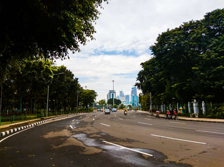 Central Jakarta, Indonesia - April 5th, 2021: Medan Merdeka Utara Street is a road that is close to the Indonesian National Monument or Monas in the city of Central Jakarta.のeditorial素材