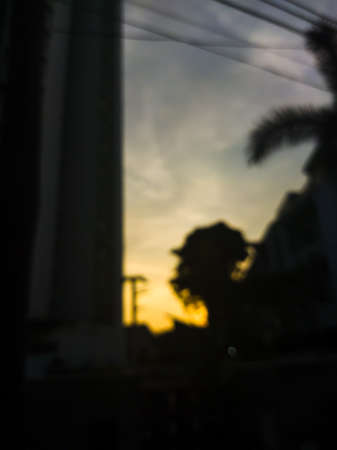 Beautiful sunset in the afternoon, in the city of Jakarta, Indonesiaの写真素材