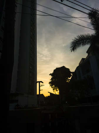 Beautiful sunset in the afternoon, in the city of Jakarta, Indonesiaの写真素材