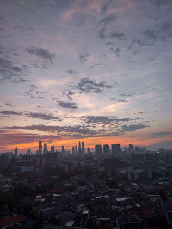 Beautiful sunsets in urban areas, to be precise in the capital city of Indonesia, Jakarta.の写真素材