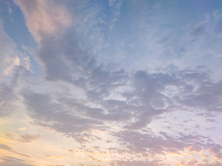 Blue sky and clouds exposed to the sunset, in the city of jakarta indonesiaの写真素材