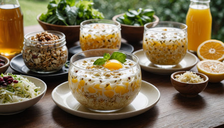 Flavorful Probiotic Diet: Kombucha, Yogurt, and Sauerkraut for Balanceの写真素材