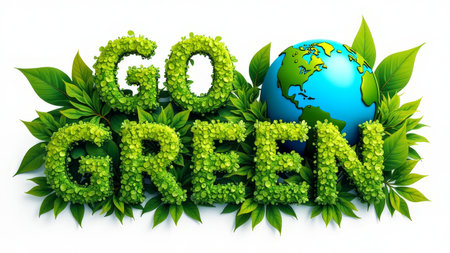 Text Go Green with Eco-Friendly Typography and Leaf Elementsの素材