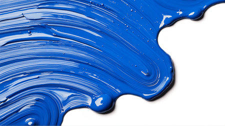 Swatch of blue oil paint on white backgroundの素材