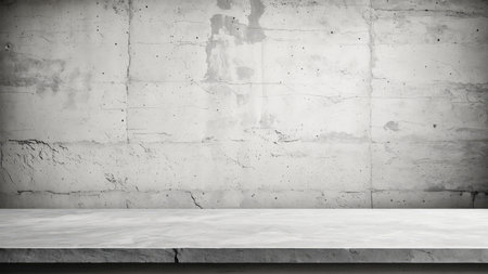 Stone table top with grey concrete wall for product displayの素材