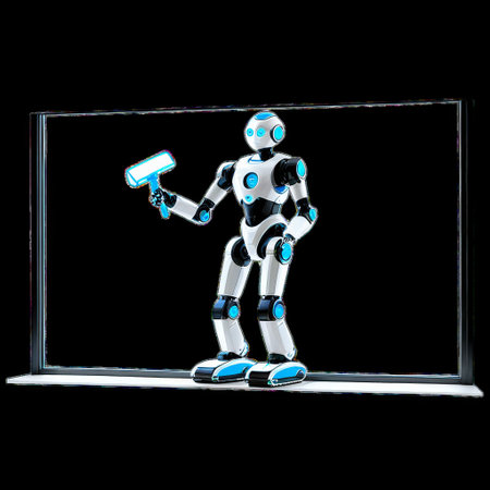 Robot cleaning windows, isolated on transparent backgroundの素材