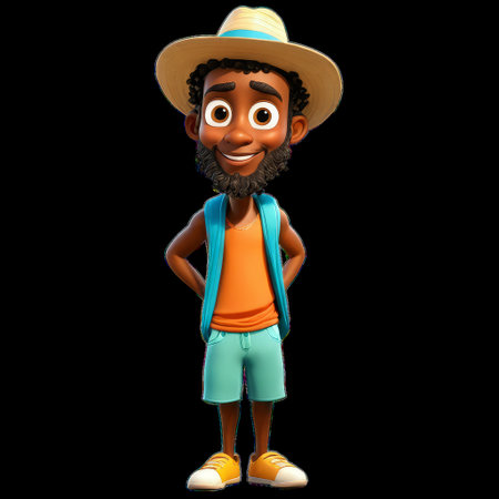 Playful Cartoon Character Named Playa Isolated on Transparent Backgroundの素材