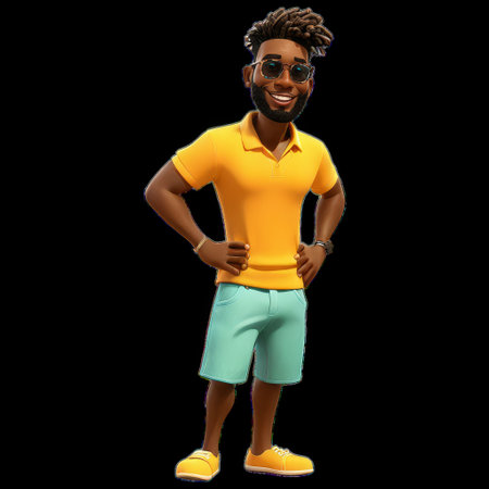 Playful Cartoon Character Named Playa Isolated on Transparent Backgroundの素材