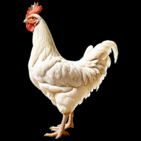 White Chicken Isolated on Transparent Backgroundの素材