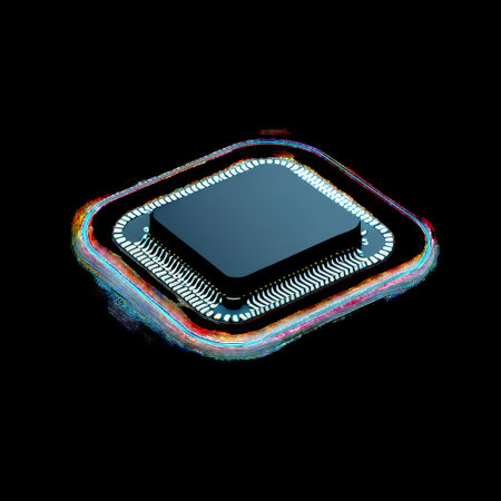 AI Chip Icon, Isolated on Transparent Background, Tech Styleの素材