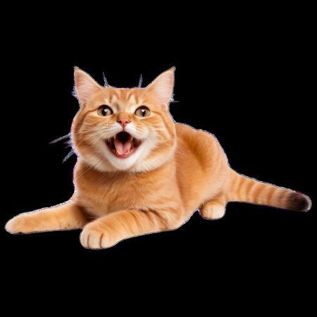 Happy and Cute Cat Laughing Isolated on Transparent Background Showing Joyful Expressionの素材