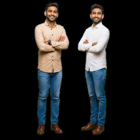 Smiling Indian Businessman with Folded Hands Isolated on Transparent Backgroundの素材