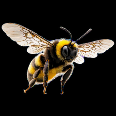 Flying Bumblebee, Macro, Isolated on Transparent Background, Generative AIの素材