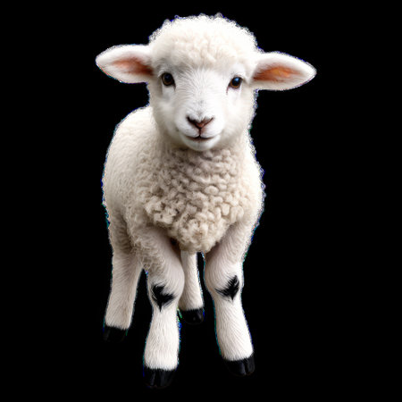 Young Sheep Lamb Isolated on Transparent Backgroundの素材