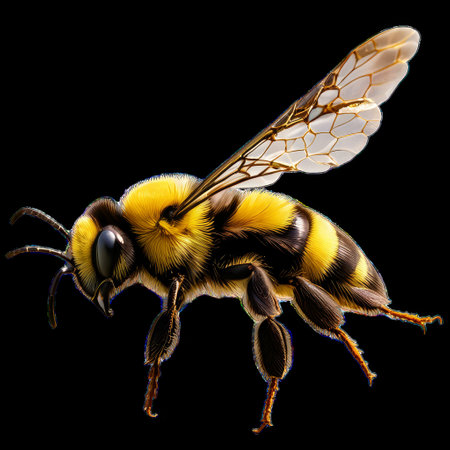 Flying Bumblebee, Macro, Isolated on Transparent Background, Generative AIの素材