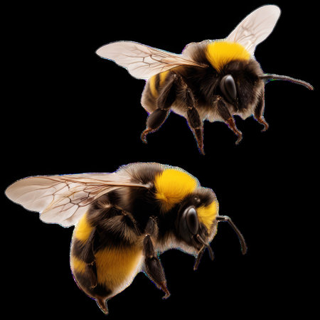 Flying Bumblebee, Macro, Isolated on Transparent Background, Generative AIの素材