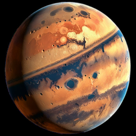 Mars Planet Isolated on Transparent Background Cutout for Space Designsの素材