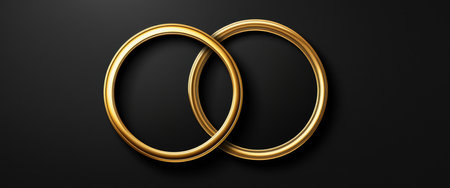 Gold Ring Frame on Black Background for Metal Circle Border for Awards Presentationの素材