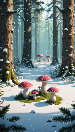 Boar in Fairy Forest with Mushroom Circlesの素材