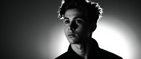 Portrait of a Young Man in Black and Whiteの素材