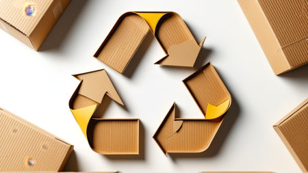 Creative recycling concept with cardboard arrows.の素材