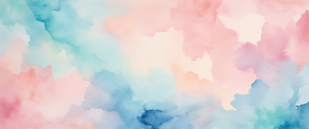Pastel watercolor abstract background with soft blue and pink blends.の素材