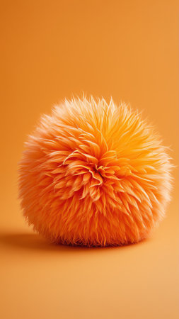 Vibrant fluffy orange object on matching background: contemporary abstract art.の素材
