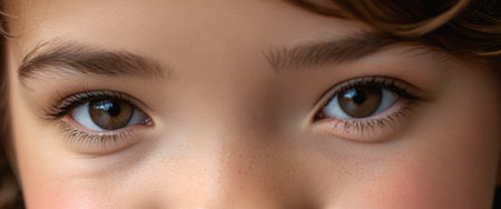 Expressive child's eyes - close-up on emotions captured in natural light.の素材