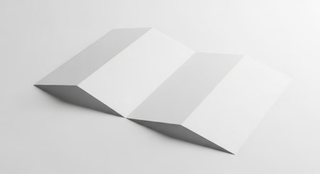 Minimalist geometric paper art with clean lines and sharp angles on white background.の素材