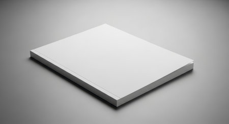 Blank white book on gray background for mockup or design concept.の素材